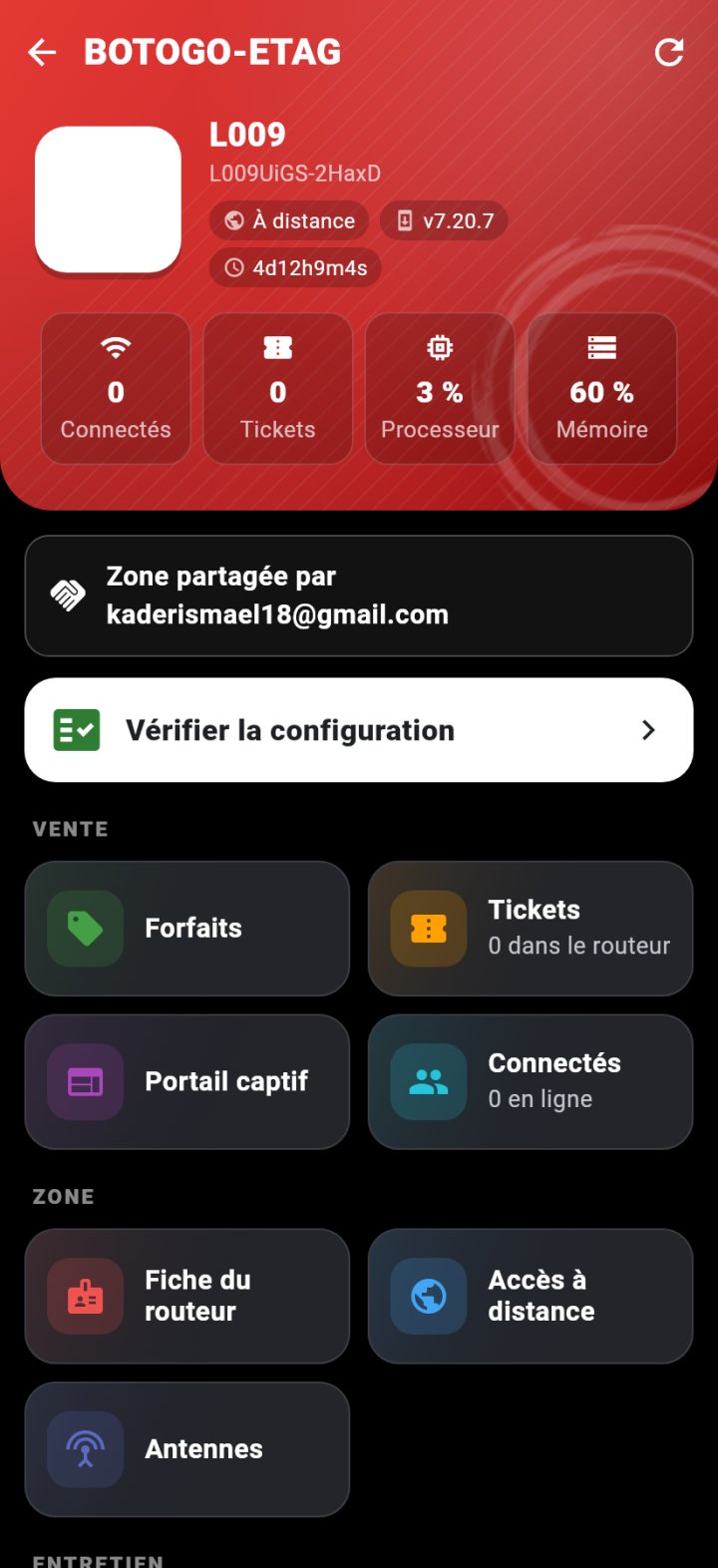 Page d'un routeur